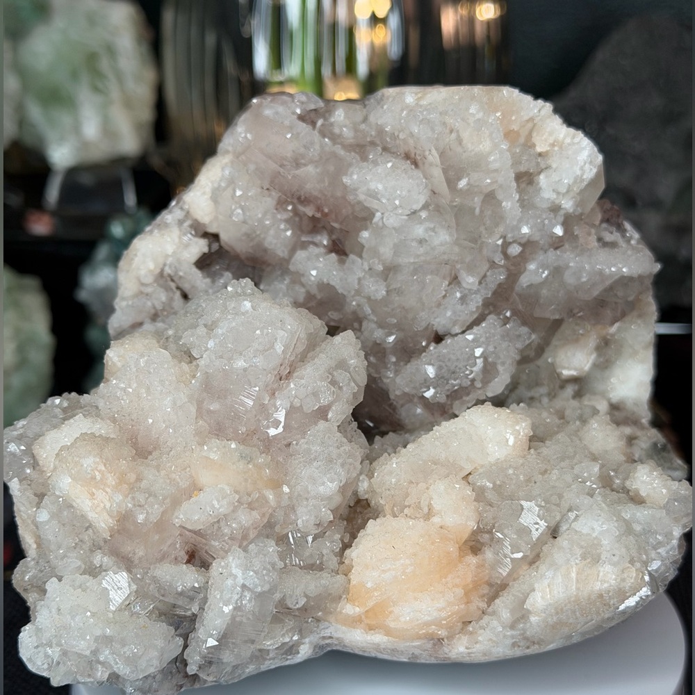 Hematite Included Apophyllite on White Chalcedony – Nashik, Maharashtra, India